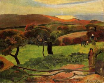 Paul Gauguin : Breton Landscape,  Fields by the Sea